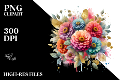 bouquet Gold Foil Abstract, Colorful Splash Zinnia | Product Image 2