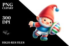 Cute Baby Gnome Playing Rugby Sublimation Clipart Product Image 1