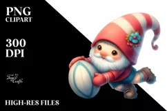 Cute Baby Gnome Playing Rugby Sublimation Clipart Product Image 3