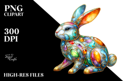 Colorful Bunny with and Golden Insertions PNG Product Image 2