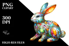 Colorful Bunny with and Golden Insertions PNG Product Image 2