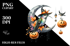 Hummingbird for Halloween on Half Moon, PNG Product Image 2