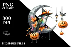 Hummingbird for Halloween on Half Moon, PNG Product Image 2