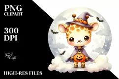 Cute Baby Giraffe, Halloween Theme, PNG Product Image 1