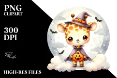 Cute Baby Giraffe, Halloween Theme, PNG Product Image 2