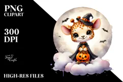 Cute Baby Giraffe, Halloween Theme, PNG Product Image 2