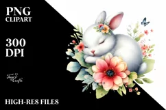 Colorful Baby Bunny Sleeping Flower | Sublimation | Clipart Product Image 3