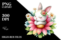 Colorful Baby Bunny Sleeping Flower | Sublimation | Clipart Product Image 2