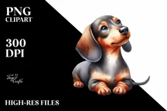 Cute Dachshund with Santa Hat, Summer PNG Product Image 3