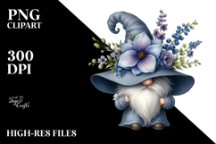Cute Gnome with Delphinium Floral Ornament PNG Product Image 2