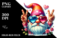 Valentines Gnome with Heart Sunglasses PNG Product Image 2