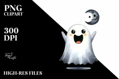Funny Watercolor Halloween Sticker Clipart Product Image 1