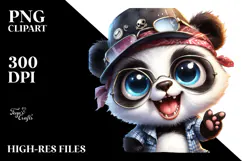 Energetic Panda with Hat and Sunglasses PNG Product Image 2
