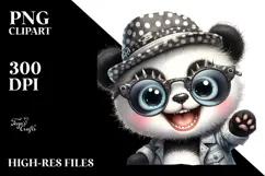 Energetic Panda with Hat and Sunglasses PNG Product Image 2