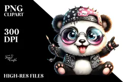Energetic Panda with Hat and Sunglasses PNG Product Image 2