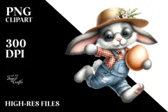 Goofy Bunny in Vintage Attire PNG Product Image 2
