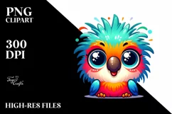 Colorful Crazy Looking Small Baby Parrot Clipart Product Image 3