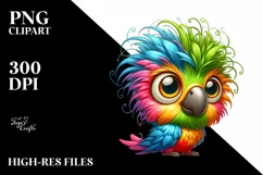 Colorful Crazy Looking Small Baby Parrot Clipart Product Image 1