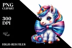Colorful Baby Unicorn with Bow Tie JPEG Product Image 3