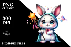 Vibrant Baby Bunny with Magic Wand PNG Product Image 2
