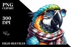 Whimsical Cute Macaw Smiling Scarf Sunglasses Clipart Product Image 3