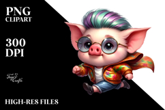 Running Baby Pig with Cool Haircut, Cute PNG Product Image 2