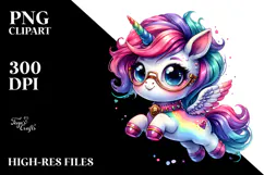 Cute Unicorn Jumping, Transparent PNG Product Image 2