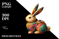 Colorful Bunny Wood PNG Product Image 2