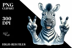 Funny Cute Zebra Portrait Smiling Victory Sign Watercolor Product Image 3