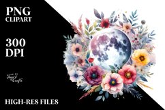 Vibrant Boho Moon Flowers, White Background | Sublimation | Product Image 1