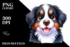 Cute Cartoon Bernese Mountain Dog PNG Product Image 2