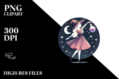 Retro Dancing Witch with Potion PNG Product Image 2