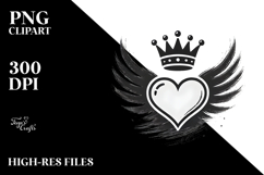 Paintbrush Heart with Wings, PNG Product Image 2