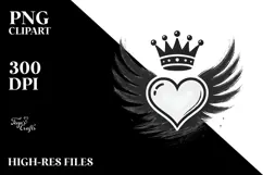 Paintbrush Heart with Wings, PNG Product Image 2