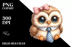 Funny Baby Owl Sitting Beak Tie, White Background | Product Image 3
