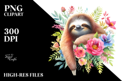 Colorful Vibrant Sloth Floral Product Image 2
