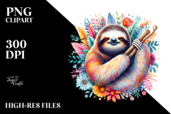 Colorful Vibrant Sloth Floral Product Image 2
