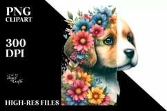 Whimsical Flowers, Puppy | Sublimation | Clipart Product Image 3