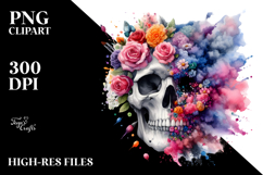 Colorful Skull with Spring Flowers and Cloud of Dust, Product Image 2