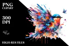 Colorful Bird with Splashes, Transparent PNG Product Image 2