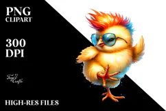 Funny Dancing Chicken with Cool Haircut, PNG Product Image 2