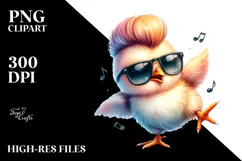 Funny Dancing Chicken with Cool Haircut, PNG Product Image 2