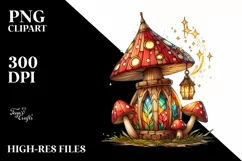 Magical Mushroom Watercolor Splash PNG Product Image 1