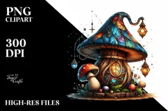 Magical Mushroom Watercolor Splash PNG Product Image 1