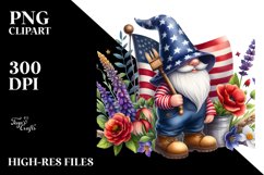 Detailed Watercolor Patriotic Farmer Gnome Product Image 1