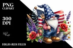 Detailed Watercolor Patriotic Farmer Gnome Product Image 1