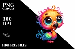 Colorful Crazy Looking Small Baby Flamingo Clipart Product Image 3