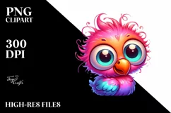 Colorful Crazy Looking Small Baby Flamingo Clipart Product Image 3