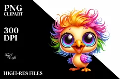 Colorful Crazy Looking Small Baby Flamingo Clipart Product Image 3