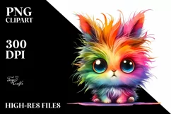 Colorful Cute Bunny with Crazy Eyes and Hair | Clipart Product Image 1